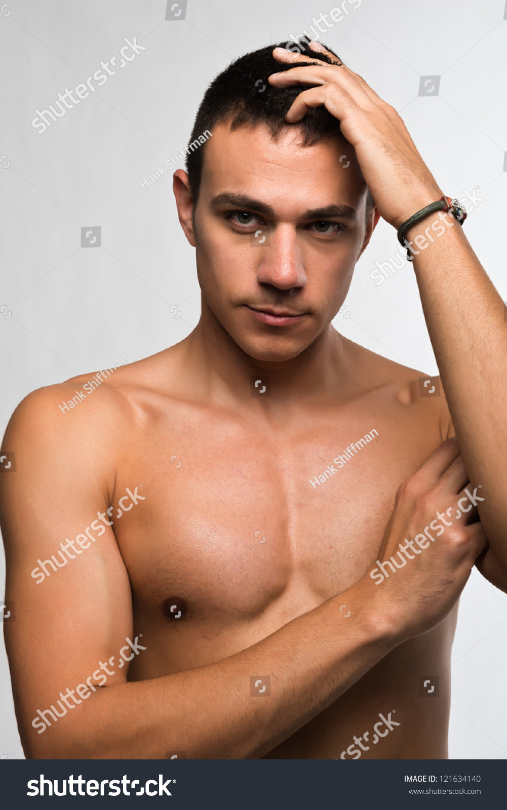 Profile Of A Handsome Bare-Chested Man Stock Photo 