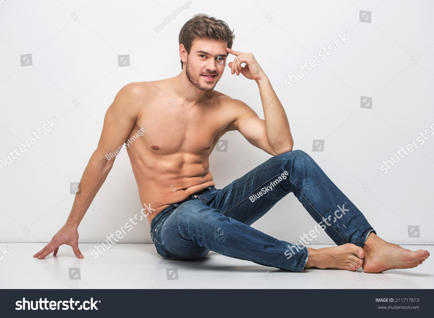 Handsome Guy Jeans Bare Torso Man Stock Photo Shutterstock
