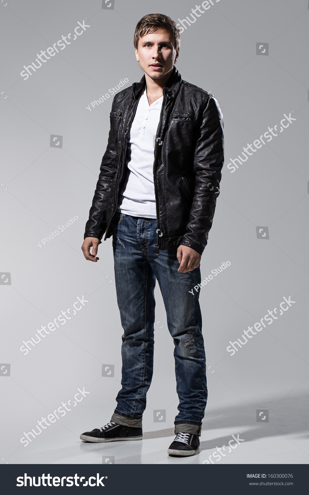 Leather Jacket White T Shirt yO2WAv