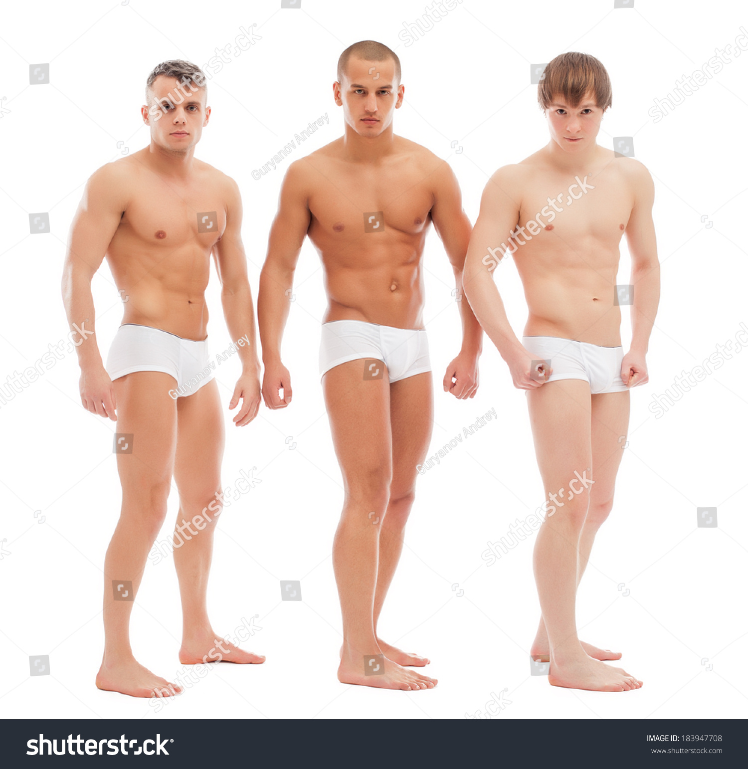 Handsome Naked Guys Posing White Briefs Foto Stock Shutterstock