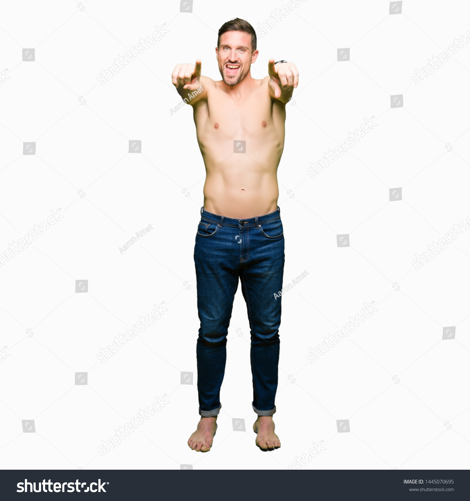 Handsome Shirtless Man Showing Nude Chest库存照片1445070695 Shutterstock