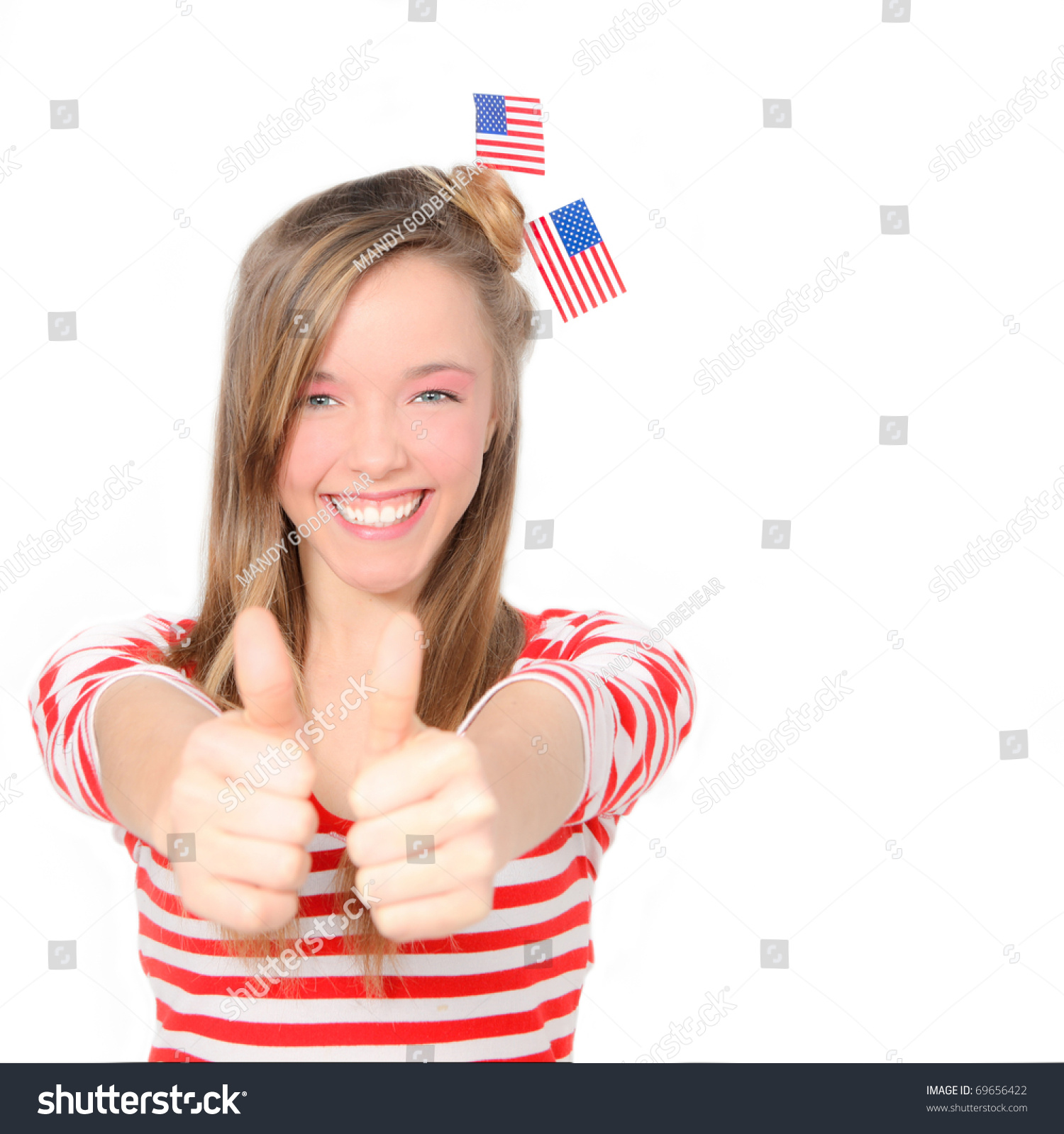 Happy American Smiling Teen Celebrating 4th Stoc