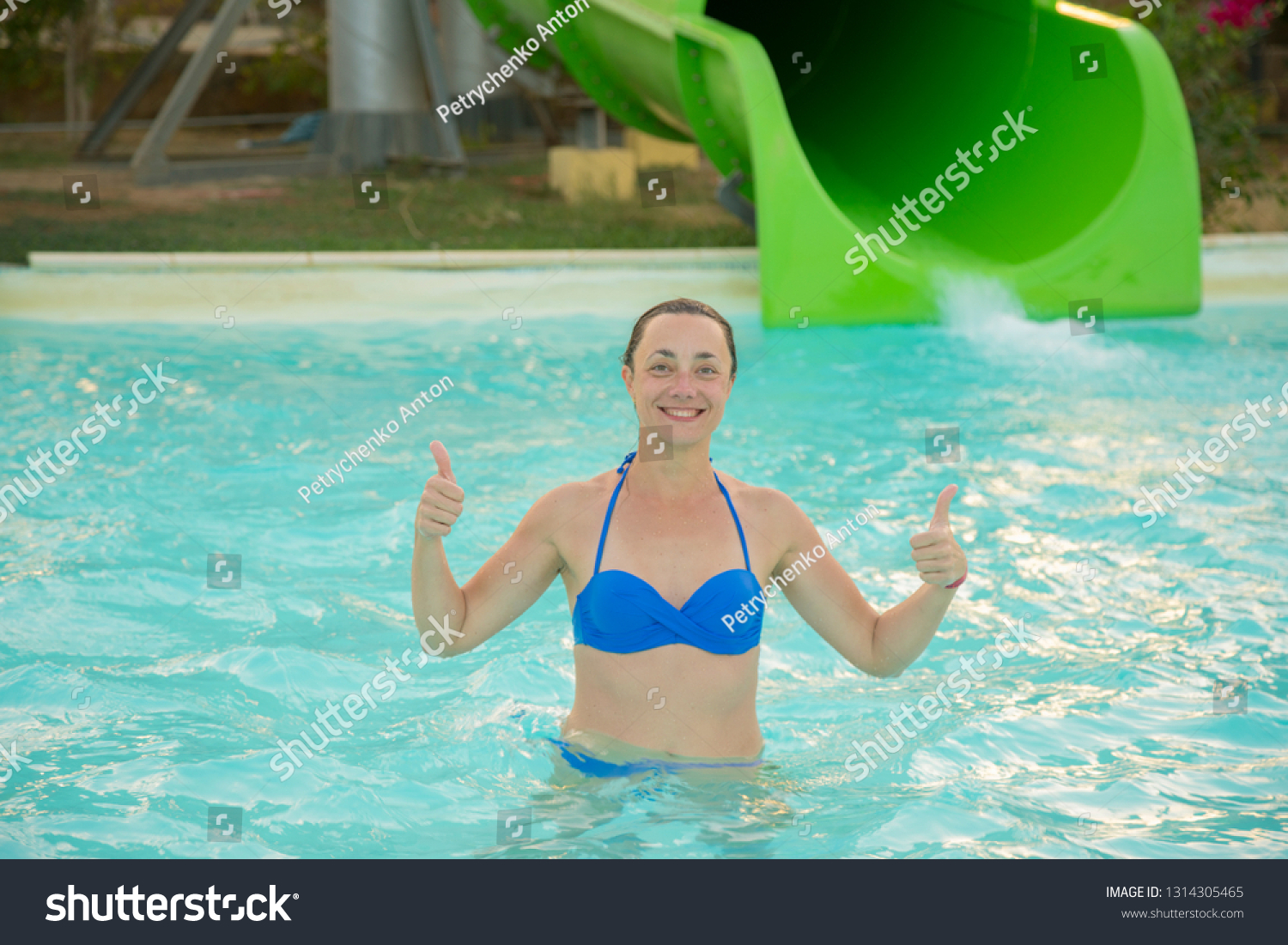 Happy Girl Bikini Sliding Water Park Nh C S N Shutterstock