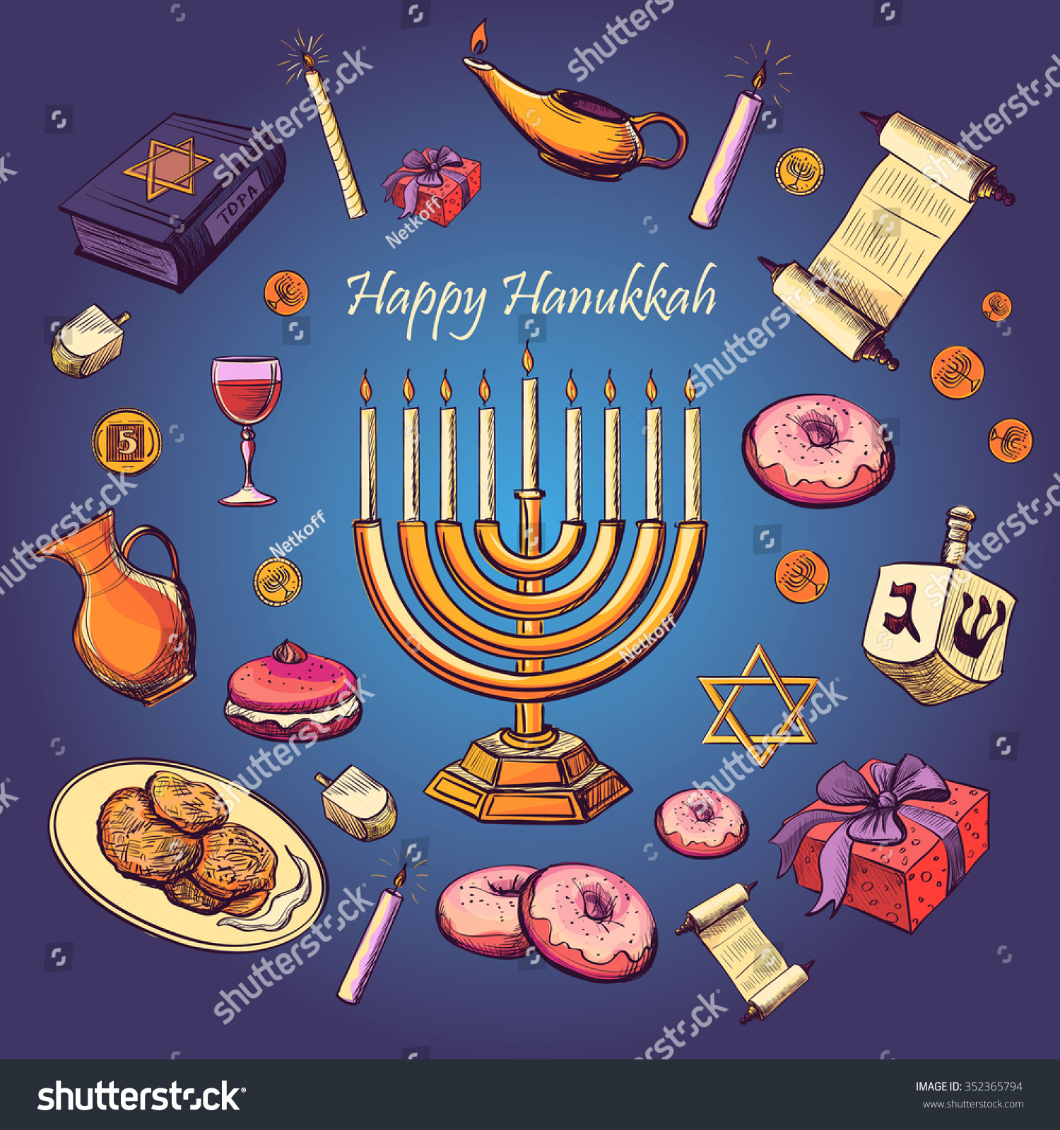 Happy Hanukkah Holiday Greeting Background Hanukah, Purim, Pesach