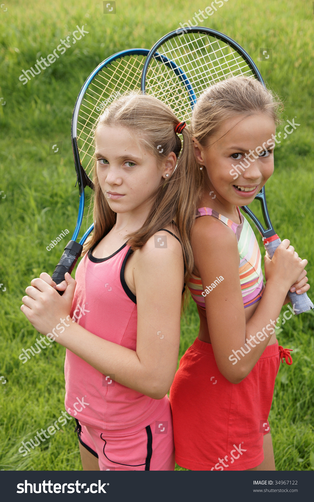 Happy Preteen Girl Sport Outfits Tennis Stock Photo 