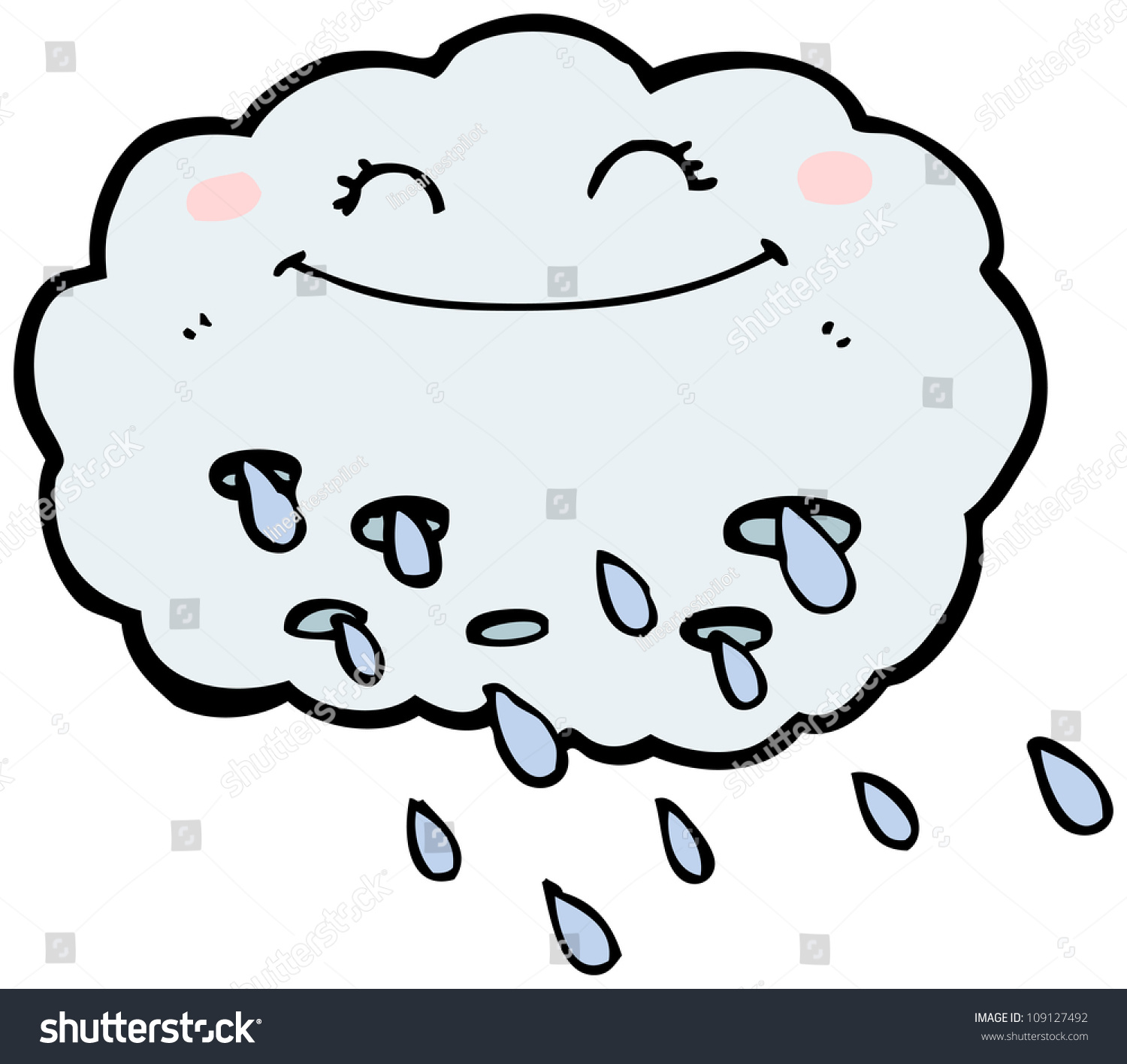 Happy Rain Cloud Cartoon Stock Illustration 109127492 ...