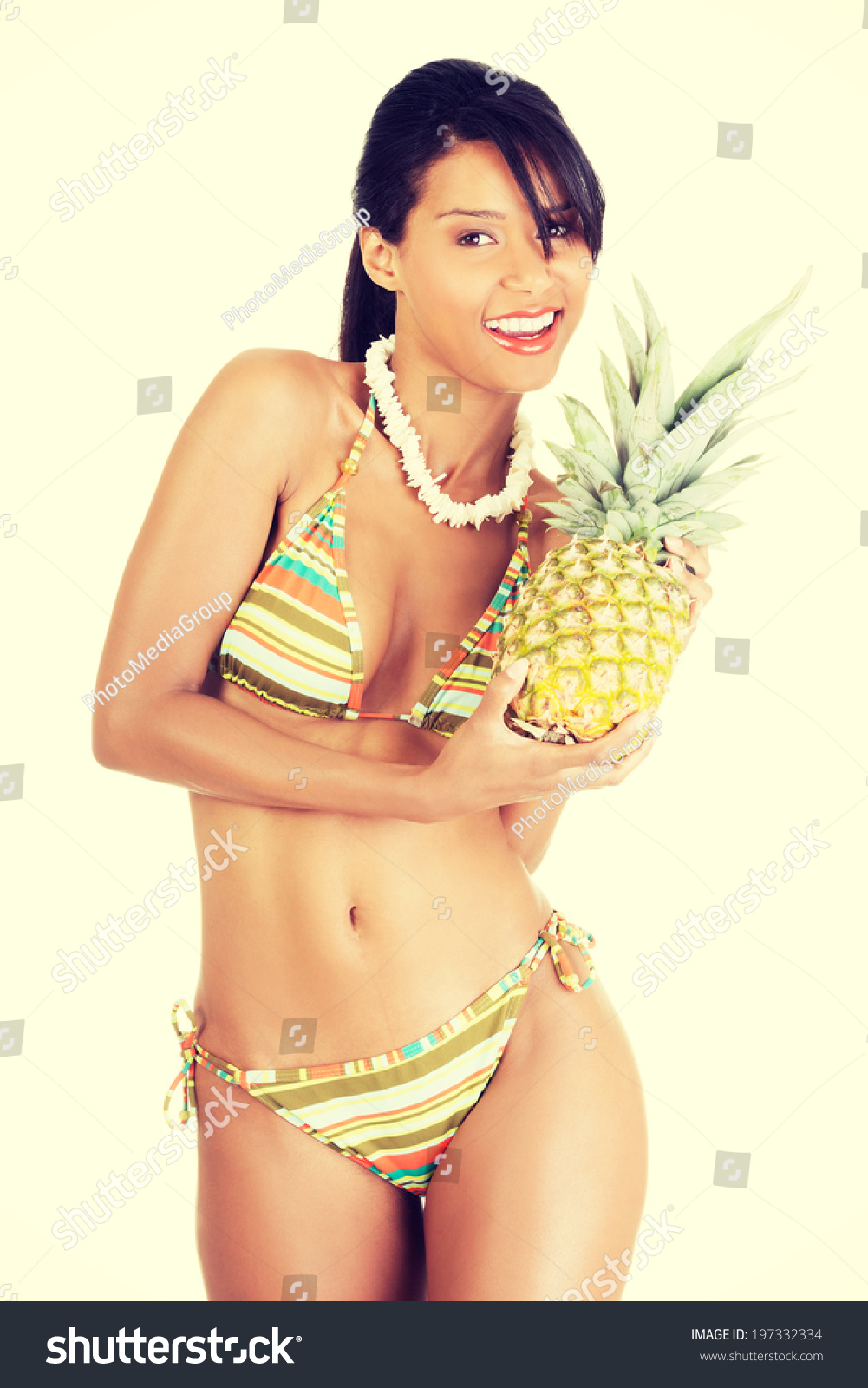 Happy Summer Woman Bikini Pineapple Stock Photo Shutterstock