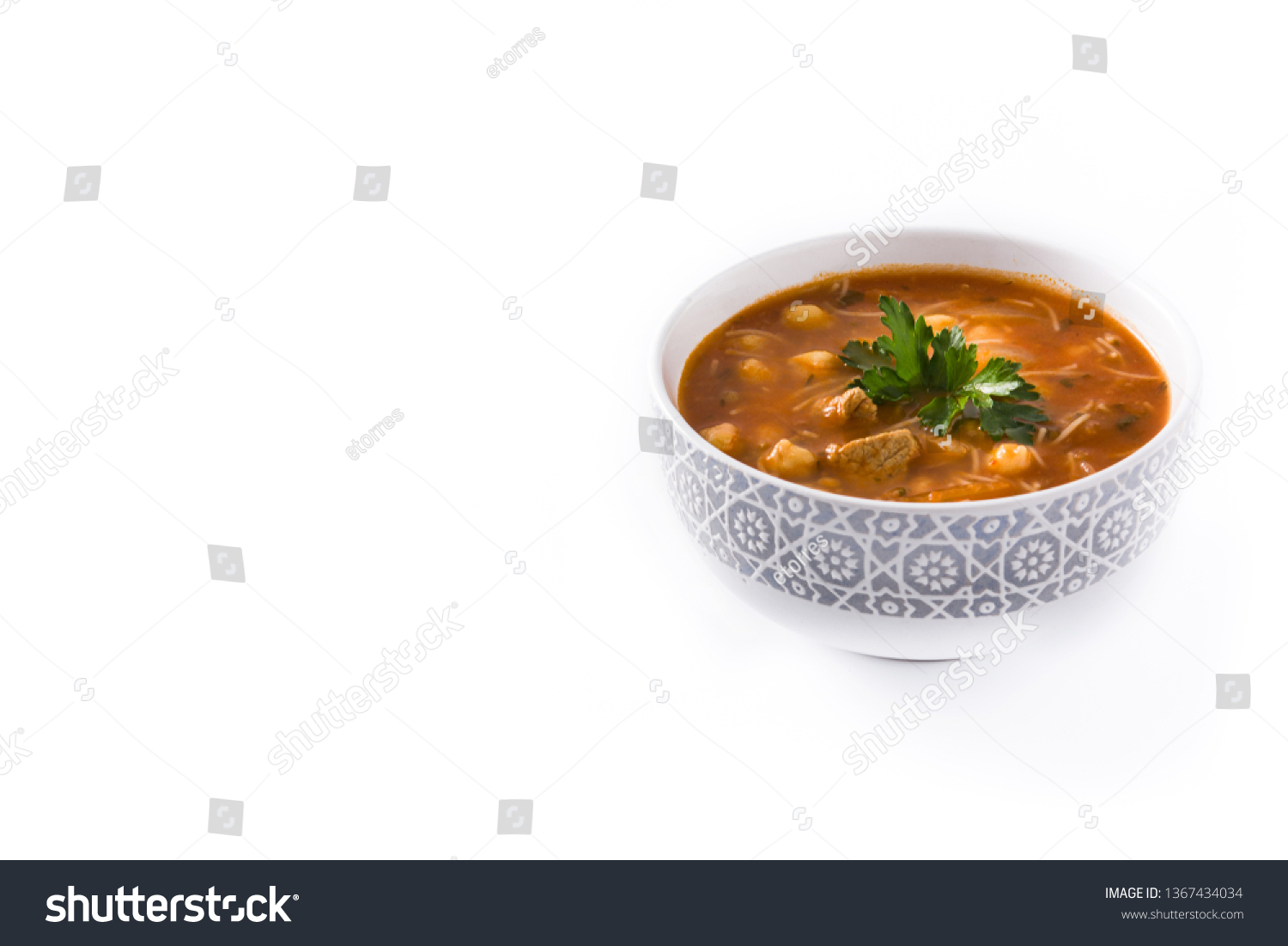 Harira Soup Bowl Isolated On White Stock Photo Edit Now 1367434034