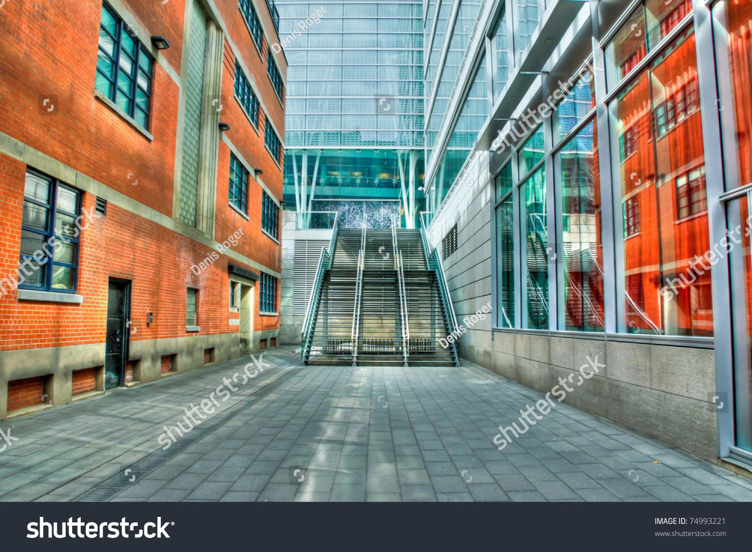 Hdr Image Of Modern Exterior Stairs Between Buildings Stock Photo 