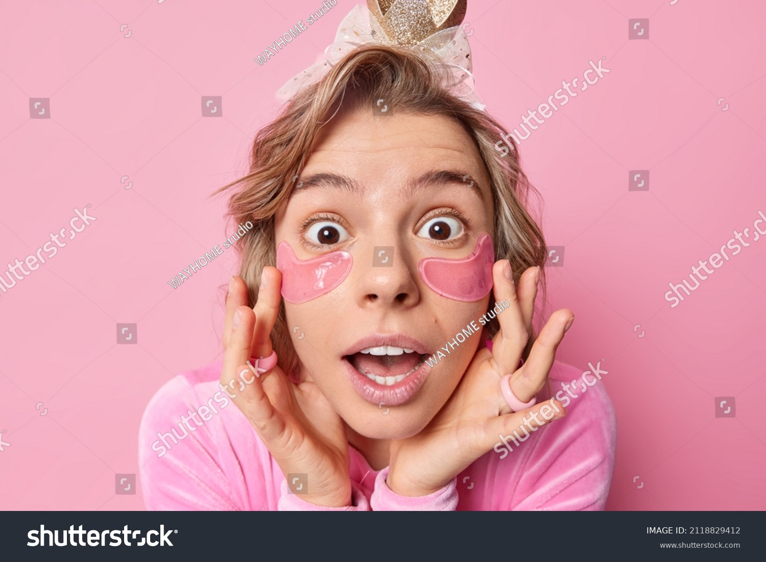 Headshot Impressed Woman Looks Great Wonder Stock Photo Edit Now