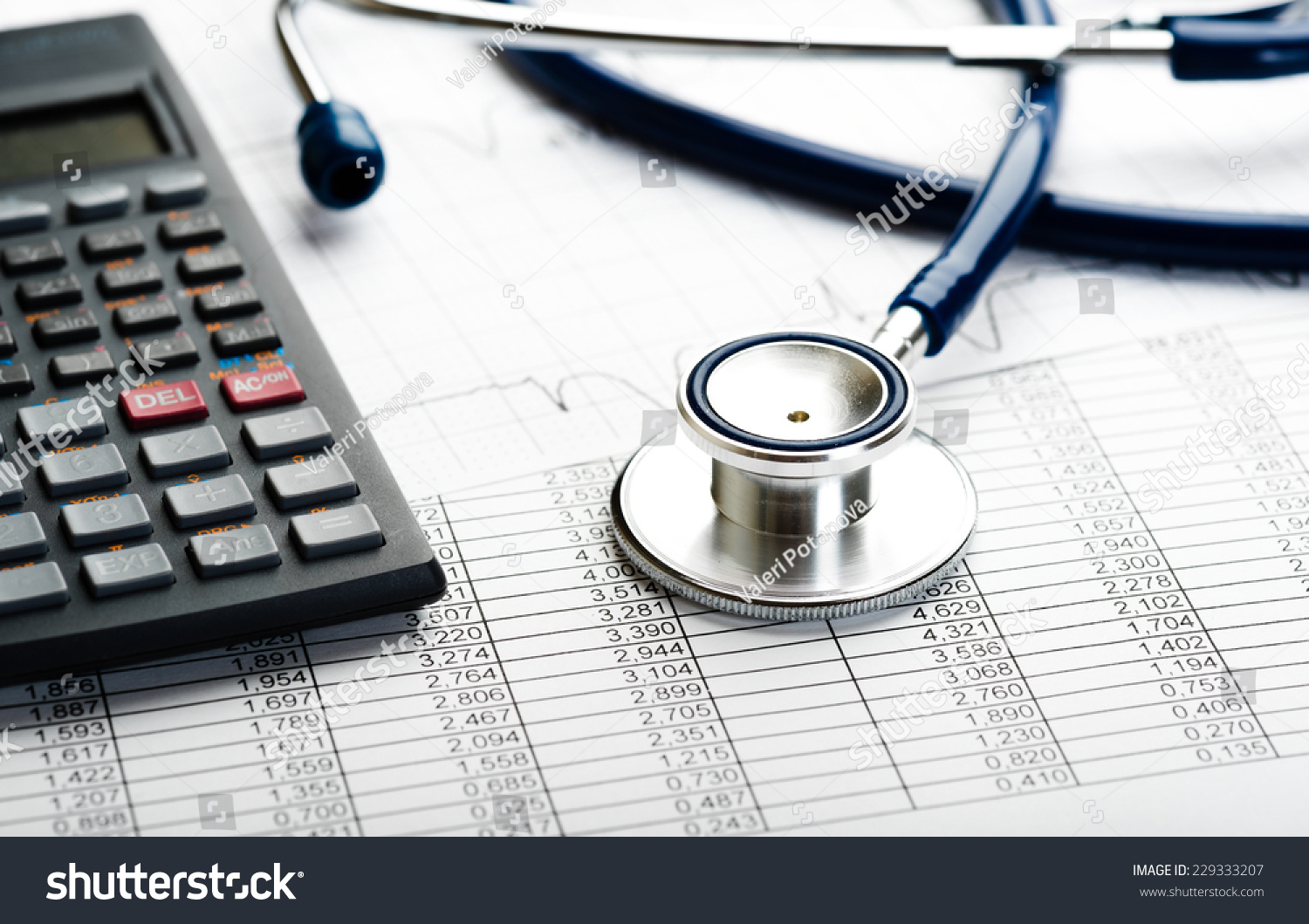 Stethoscope And Calculator Symbol For Health Stock Photo ...