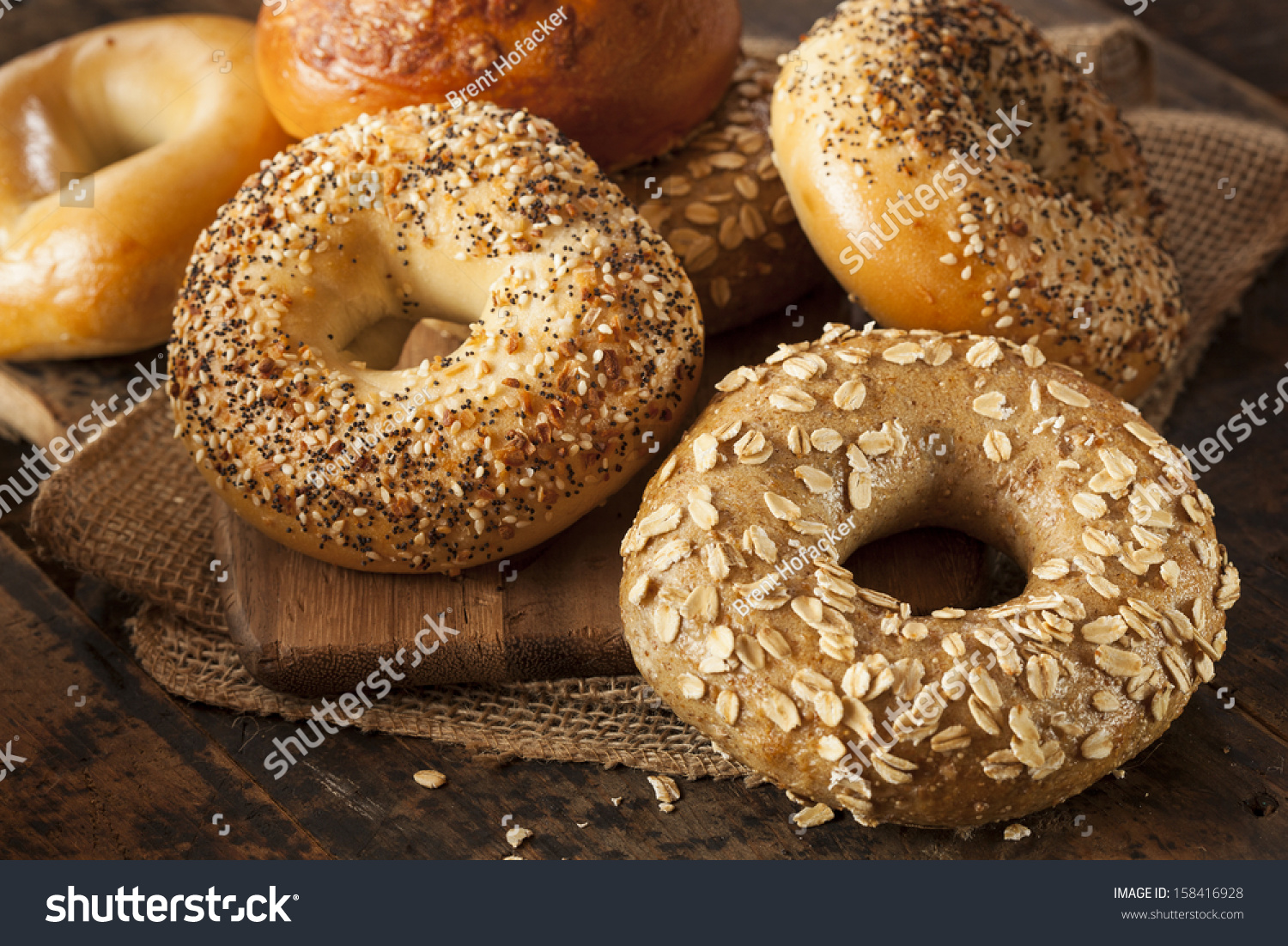 Healthy Organic Whole Grain Bagel For Breakfast Stock Photo 158416928