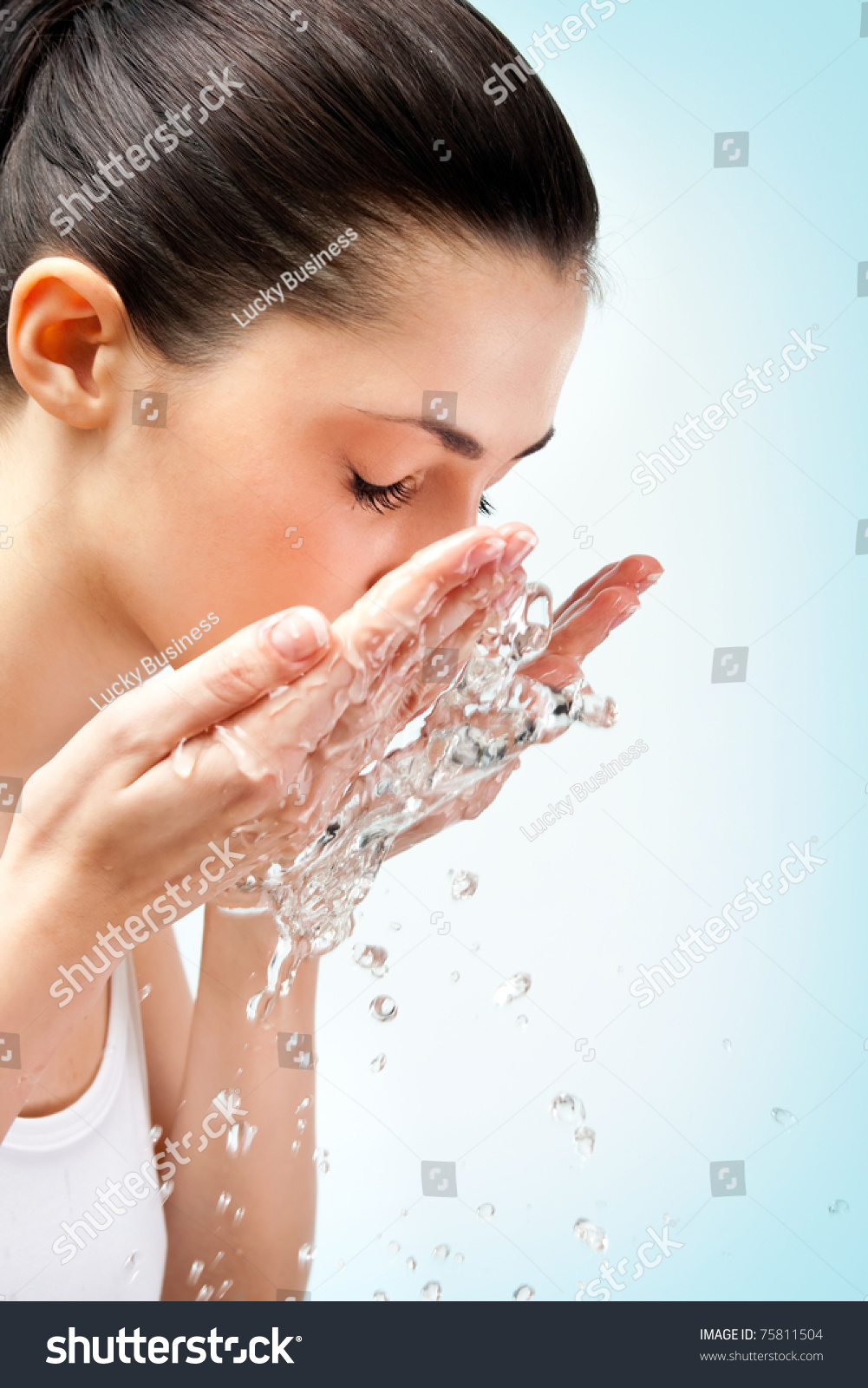 Healthy Woman Washing Her Face Stock Photo 75811504 : Shutterstock