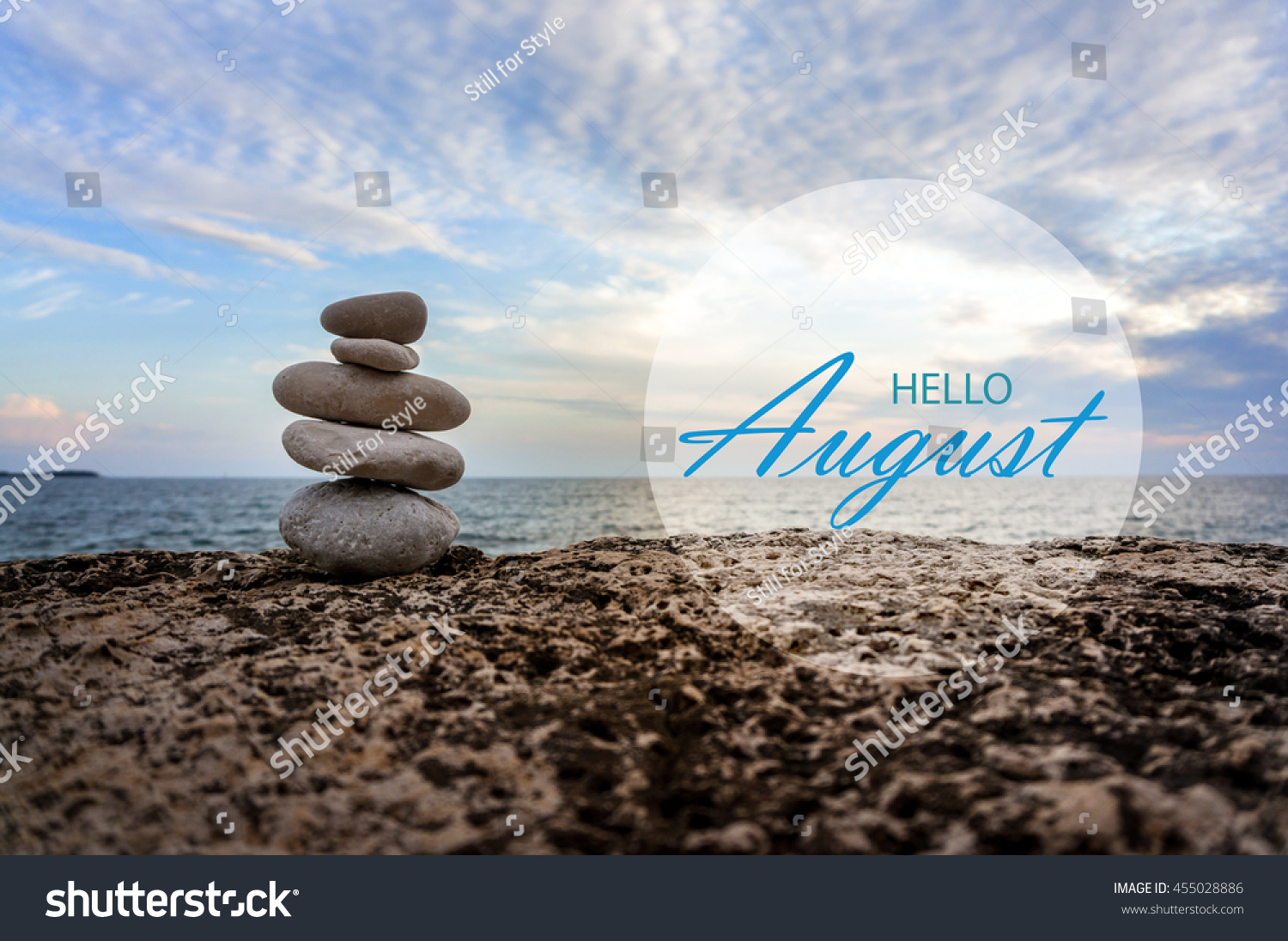 Hello August Wallpaper Summer On Beach Stock Photo 455028886 Shutterstock