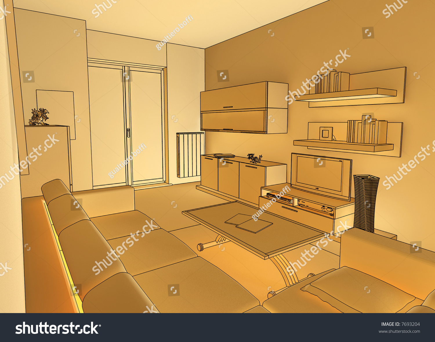 Hi Res Image Of Living-Room Cartoon Style Stock Photo 7693204