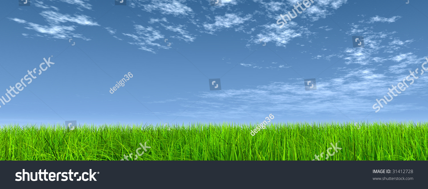 High Resolution 3d Green Grass Over Stock Illustration 31412728