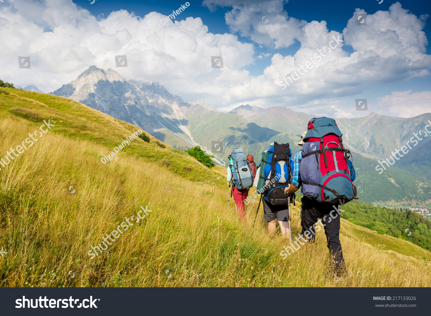 Hiking Team Travel Sport Lifestyle Concept Stock Photo