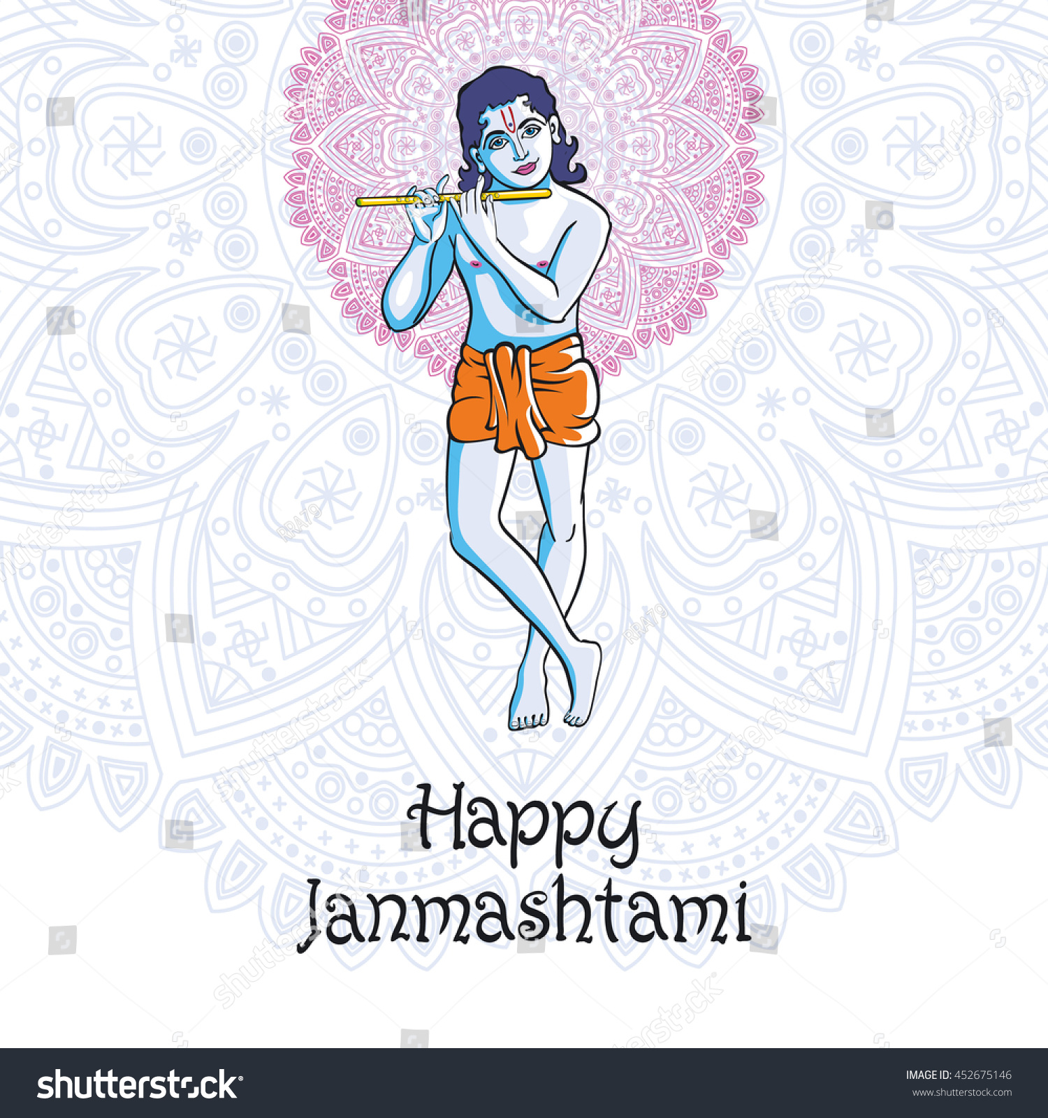 Hindu young god Lord Krishna Happy janmashtami art Hindu young god Lord Krishna Happy janmashtami art