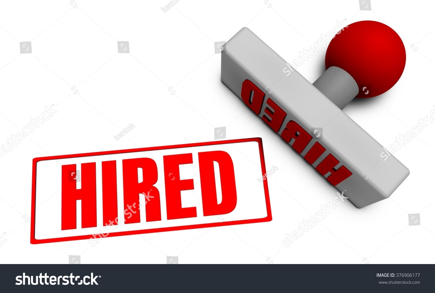 Hired Stamp or Chop on Paper Concept in 3d Hired Stamp or Chop on Paper Concept in 3d