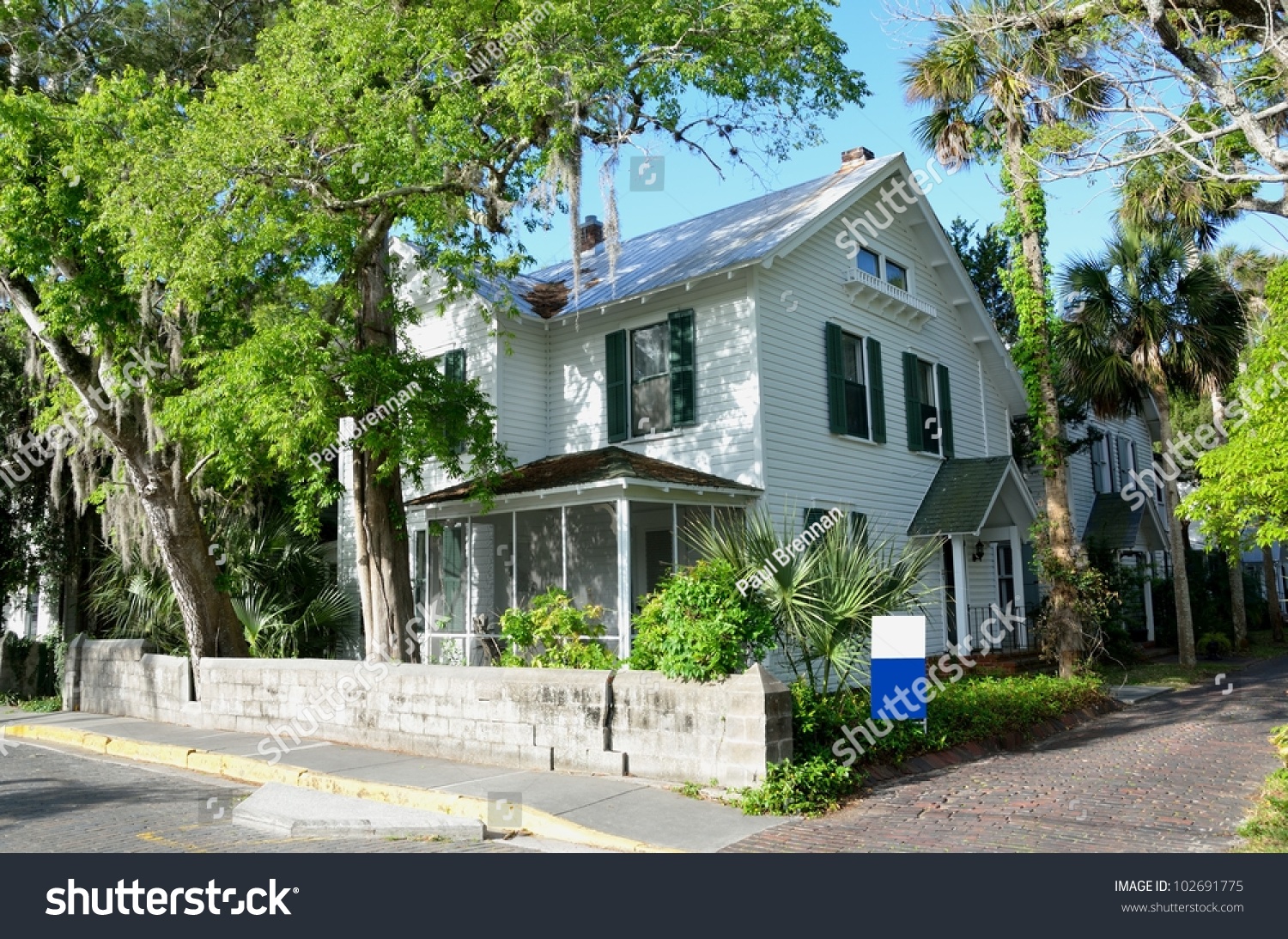 Historic Home For Sale At St. Augustine, Florida, Usa. Stock Photo