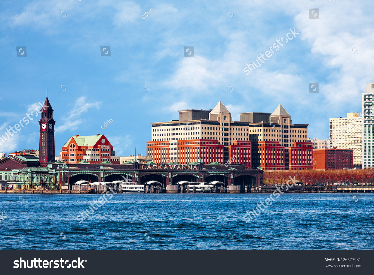 Hoboken, New Jersey Waterfront And Skyline Viewed From The Hudson River 