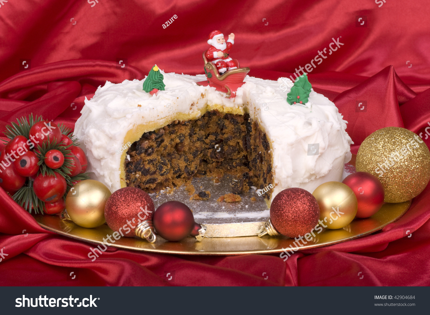 home baked christmas cake with decorations stock photo home baked christmas cake with decorations stock photo