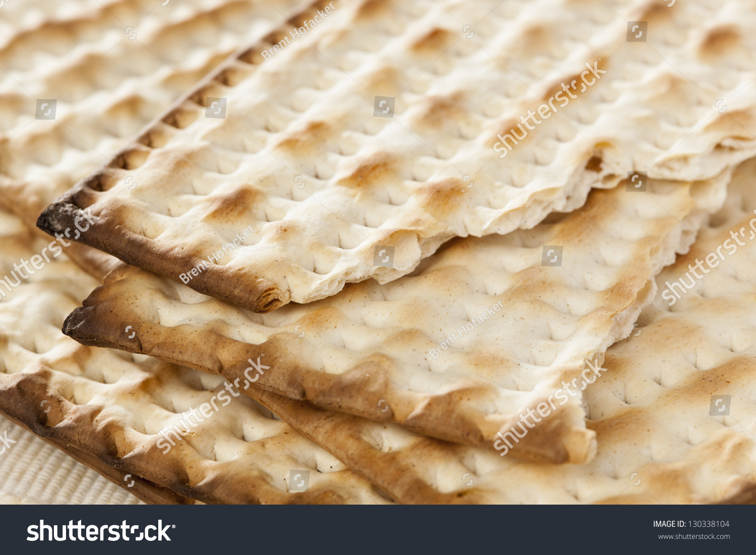 Homemade Kosher Matzo Crackers Made With Flour And Water Stock Photo