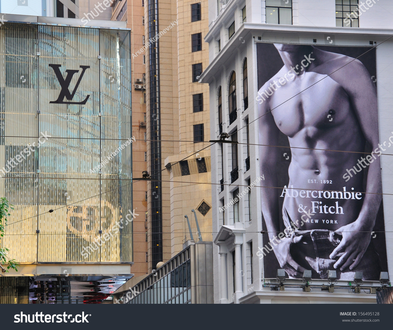 Hong Kong, China - June 5: The Facades Of Flagship Stores Of Louis Vuitton And Abercrombie And ...