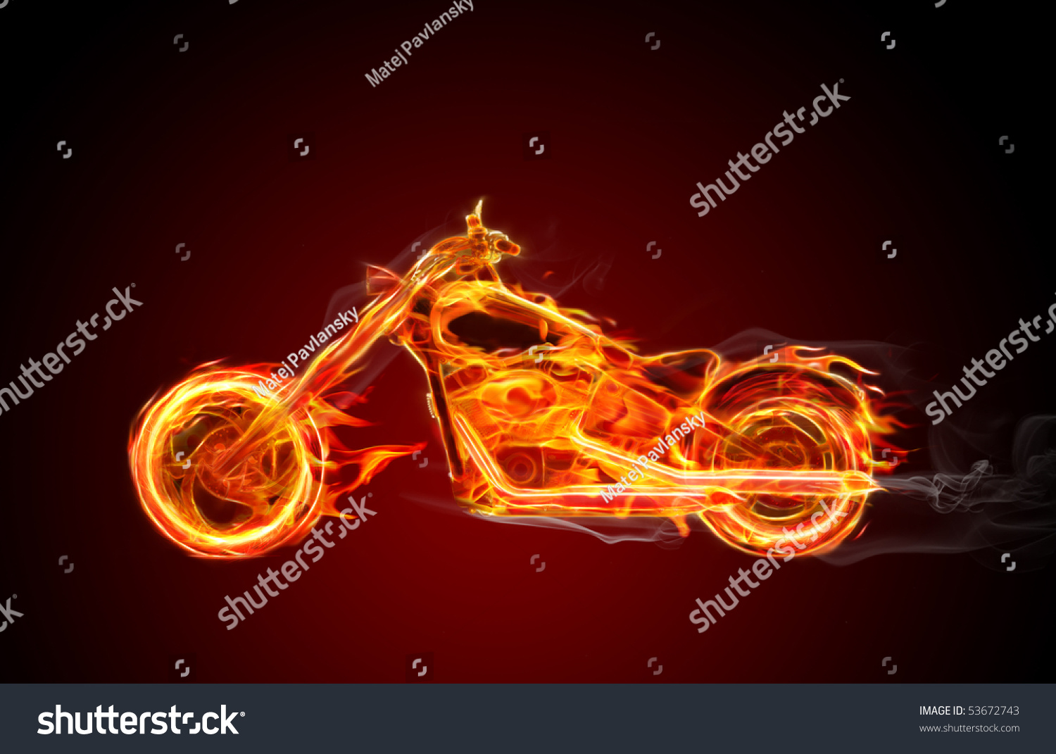 Hot Burning Bike Flames Smoke Stock Illustration 53672743 Shutterstock