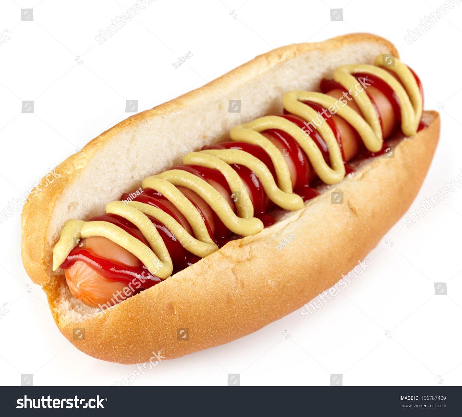 Hot Dog Ketchup Mustard On White Stock Photo 156787409 - Shutterstock