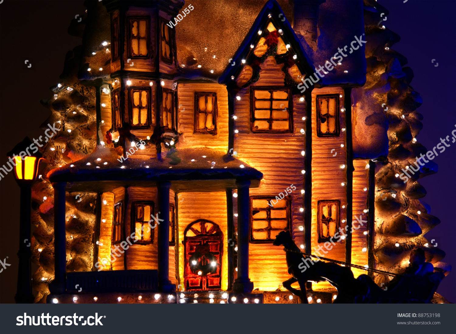 house decorated with lots of christmas lights stock photo house decorated with lots of christmas lights stock photo