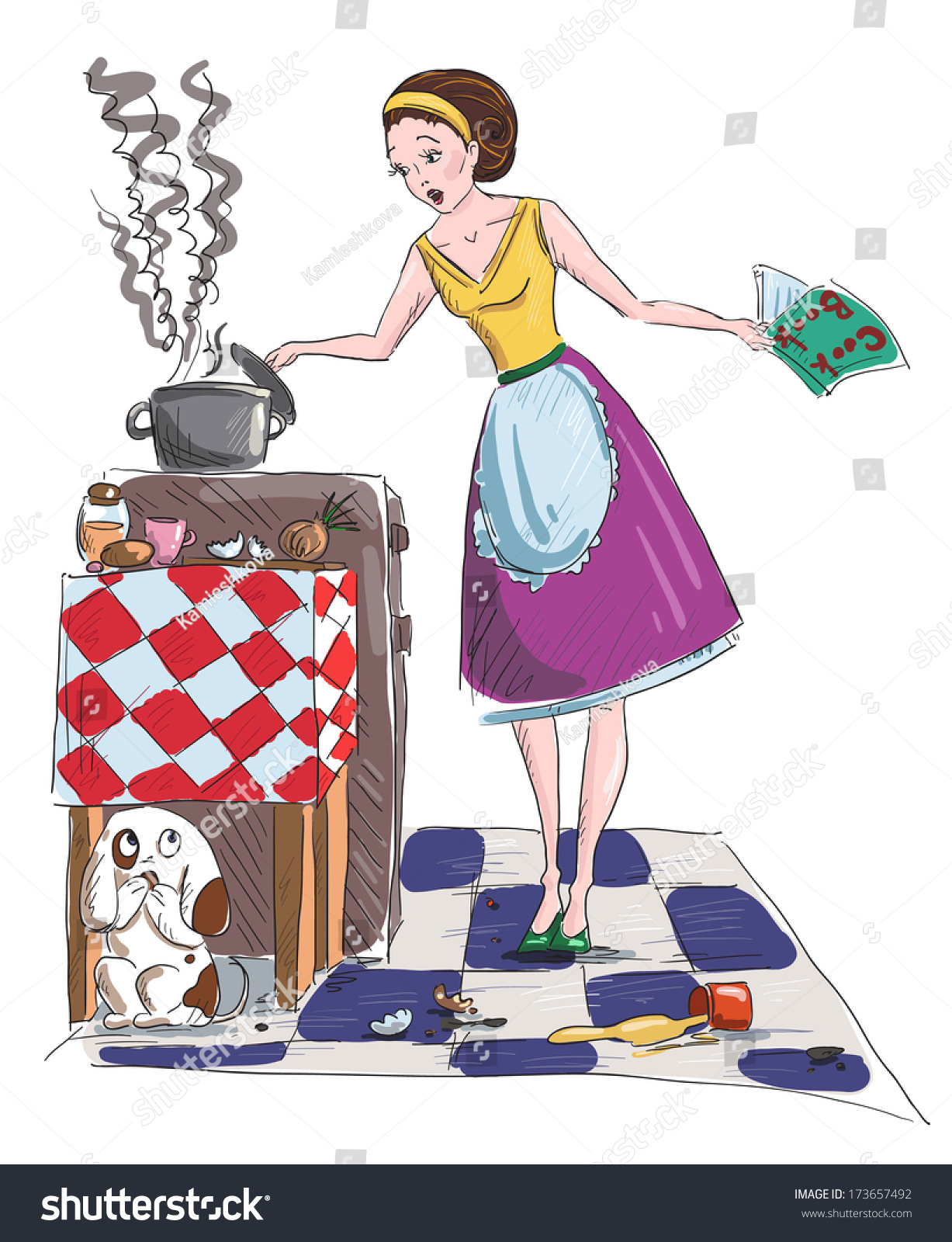 Housewife Cartoon Illustration Stock Illustration 173657492 - Shutterstock