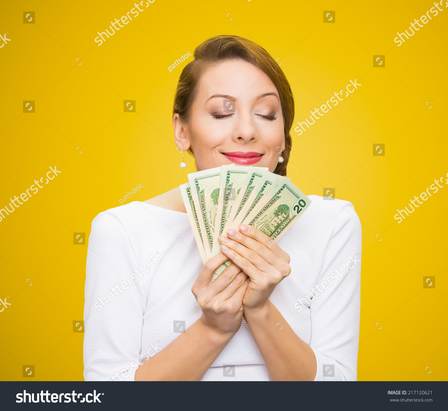Hungry For Money Closeup Portrait Greedy Executive Ceo Boss Corporate Employee Holding
