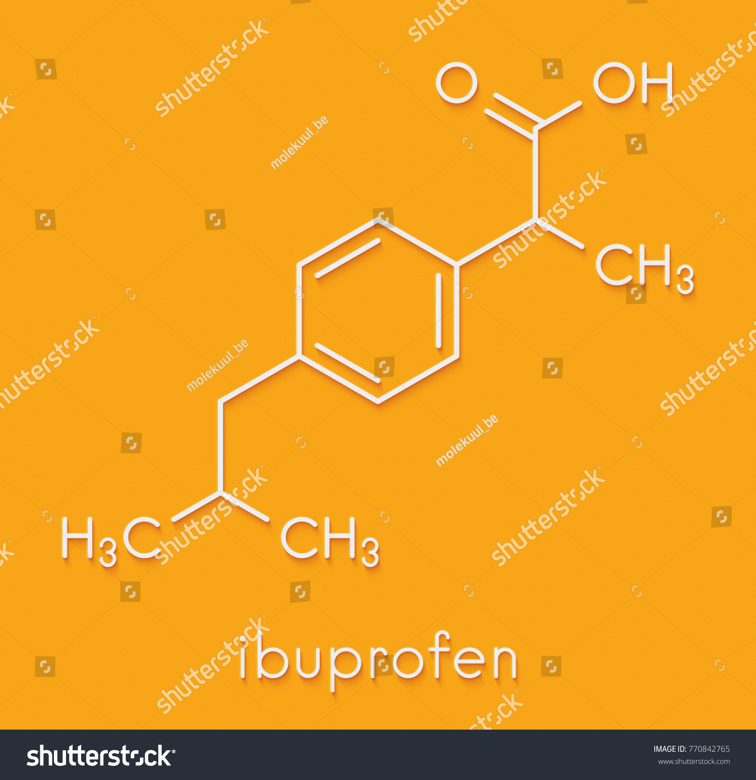 Ibuprofen Pain Inflammation Drug Nsaid Molecule Stock Illustration