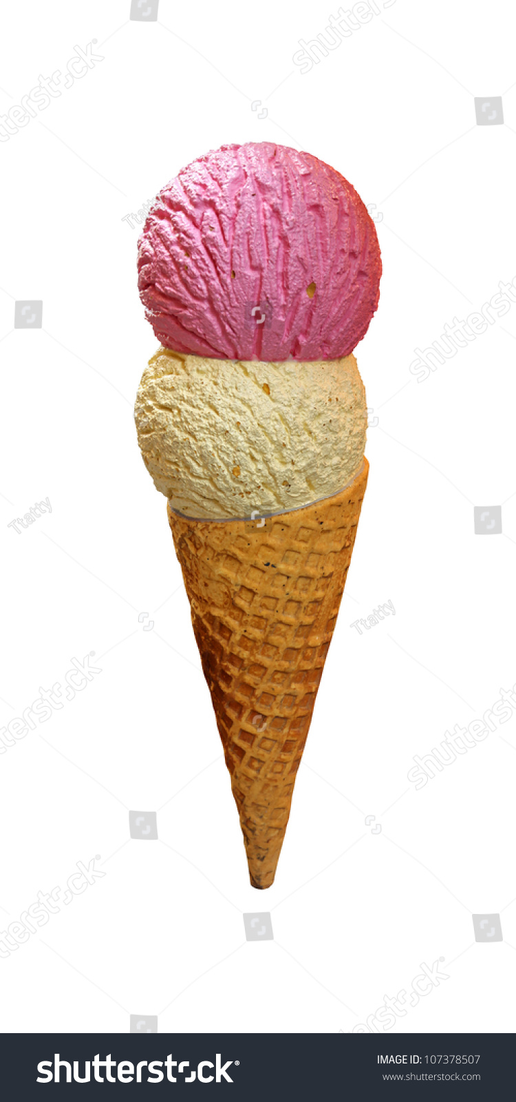 Ice Cream Cone With Two Scoops Isolated With Clipping Path Included