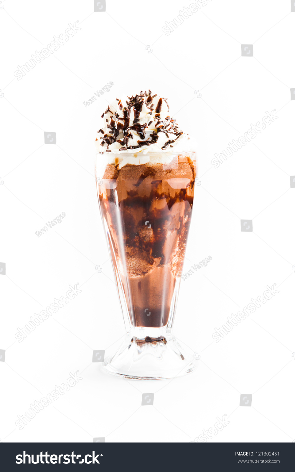 Iced Coffee With Whipped Cream Isolated On White Background Stock Photo 