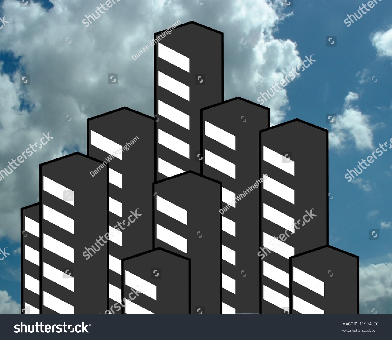 Illustrated Buildings On A Sky Background Stock Photo 11994850