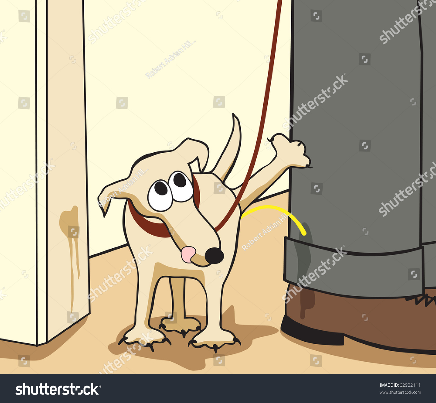 Illustrated Cartoon Small Dog Urinating On Stock Illustration 62902111