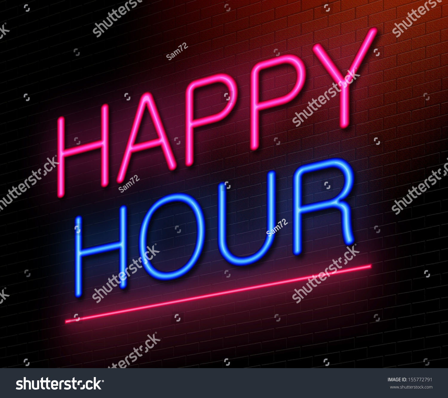 Illustration Depicting Illuminated Neon Sign Happy Stock Illustration 