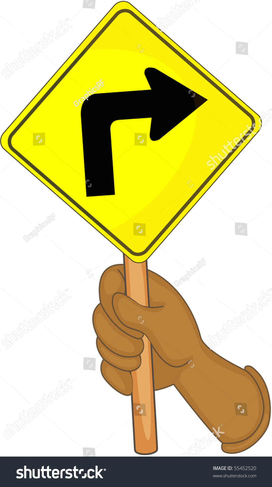 Illustration Of A Hand Showing Right Turn Symbol On White Background