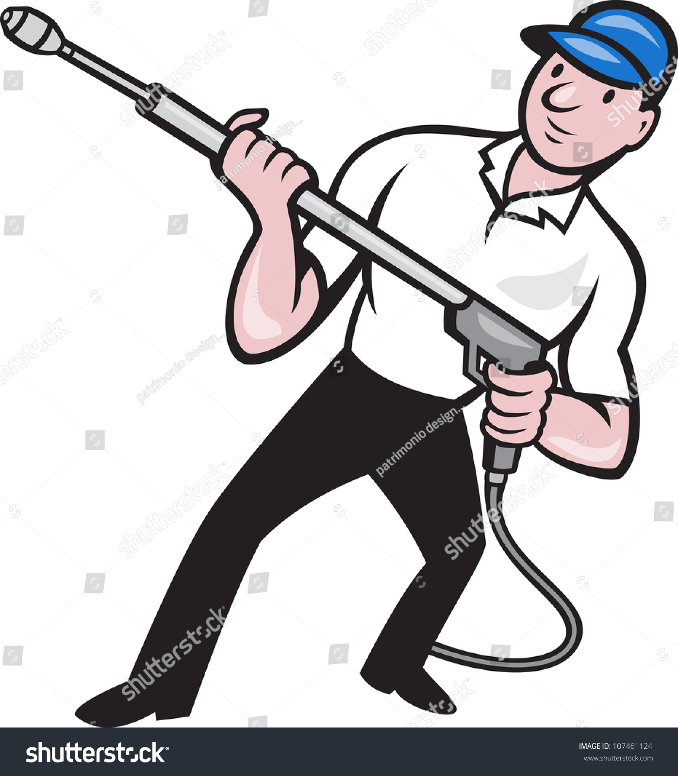 Illustration Worker Water Blaster Pressure Power Stock Illustration