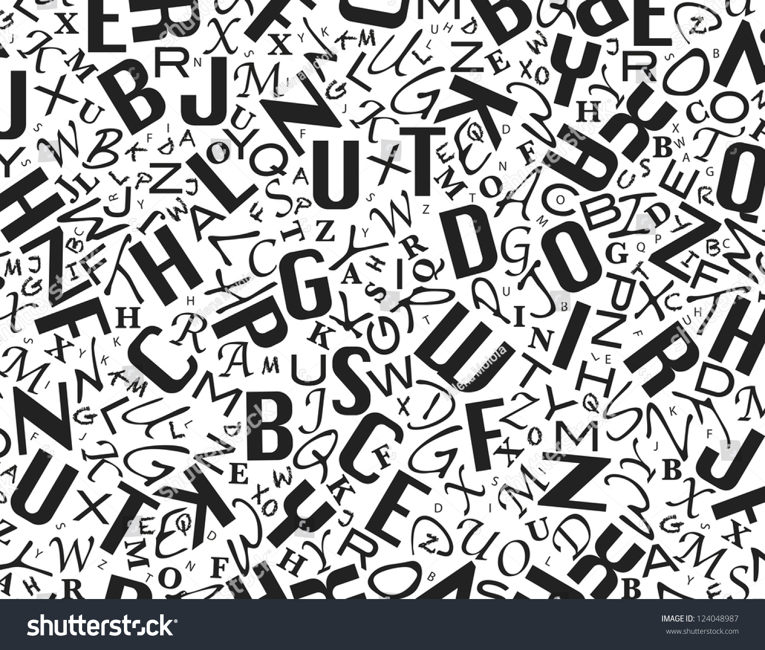 Illustration Of Black And White Background With Letters - 124048987