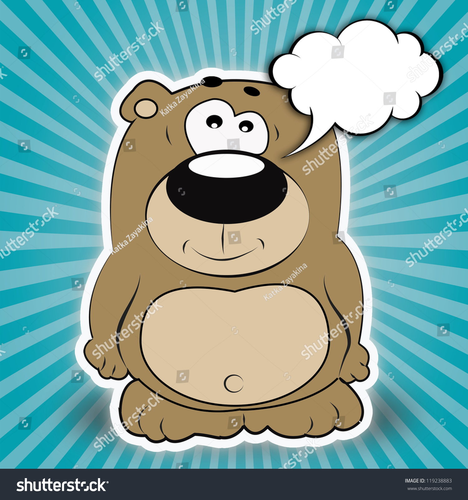 Illustration Of Cartoon Bear On The Background - 119238883 : Shutterstock