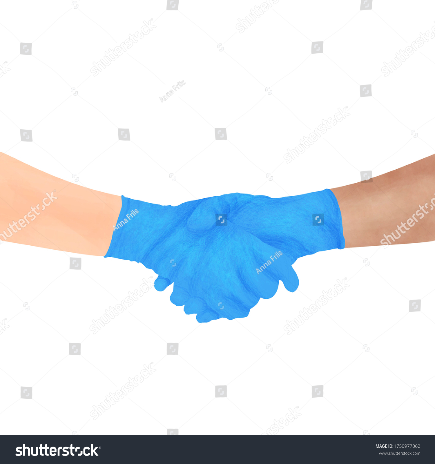 Illustration Hand Drawn Shaking Hands Closeup Stock Illustration