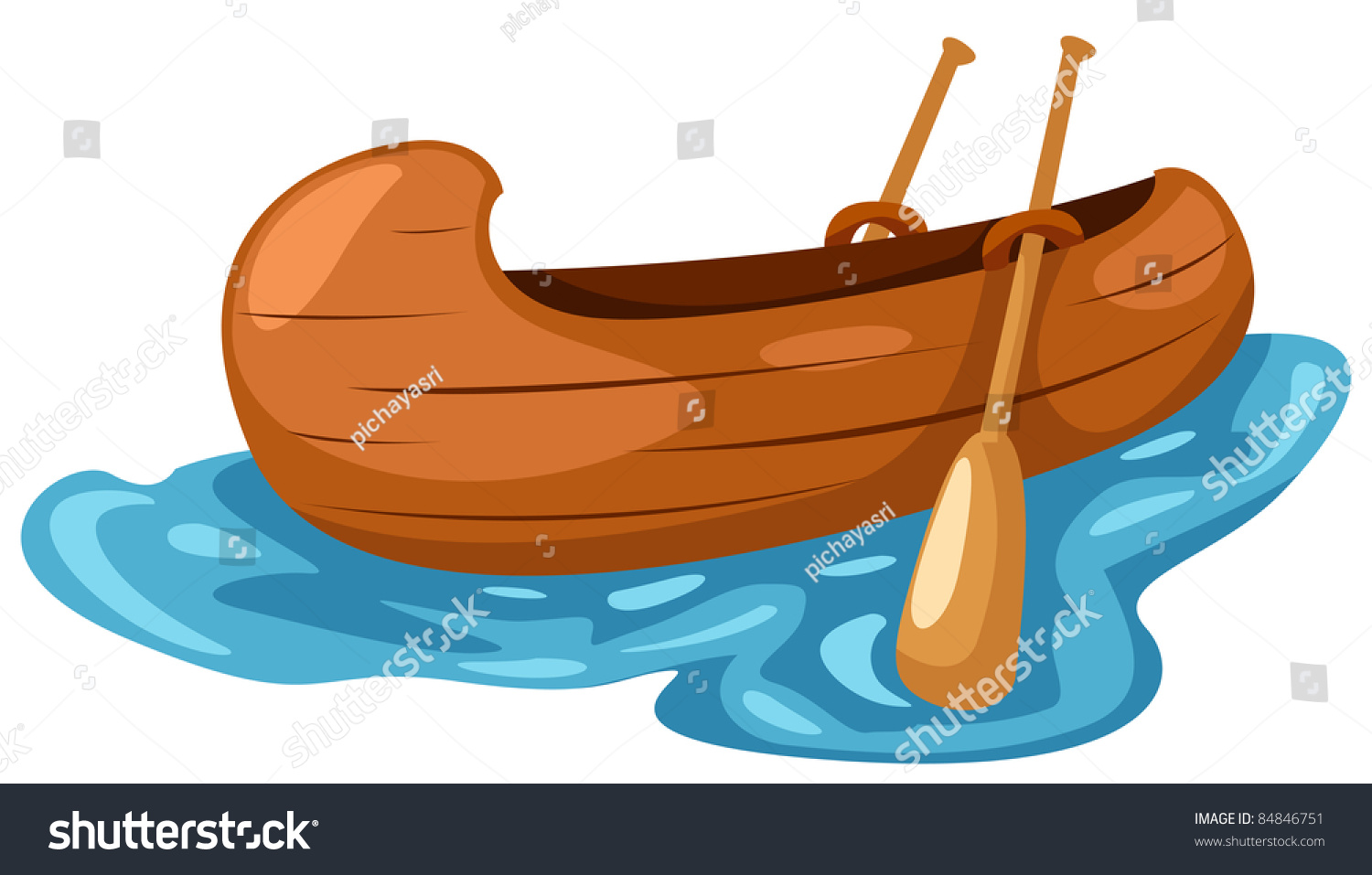 Illustration Isolated Wooden Canoe On White Stock Illustration 84846751