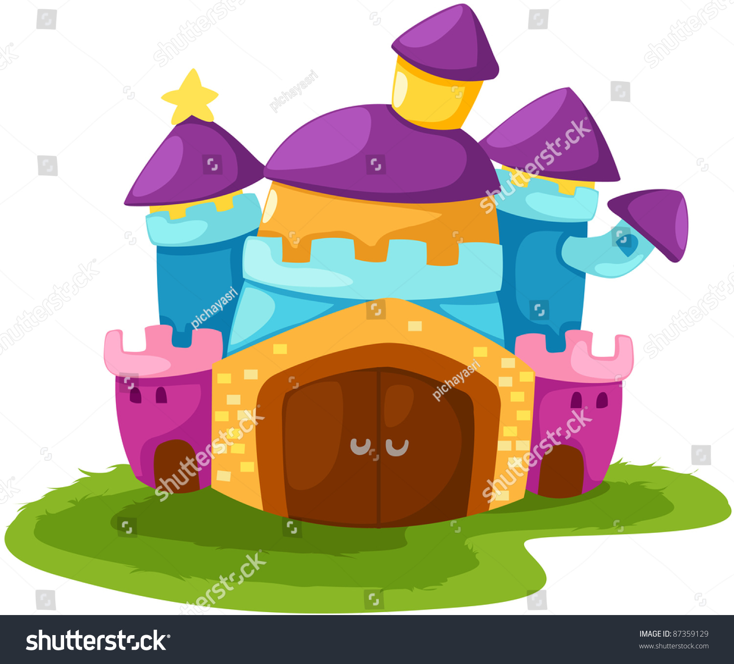 Illustration Of Isolated Cartoon Castle On White Background - 87359129