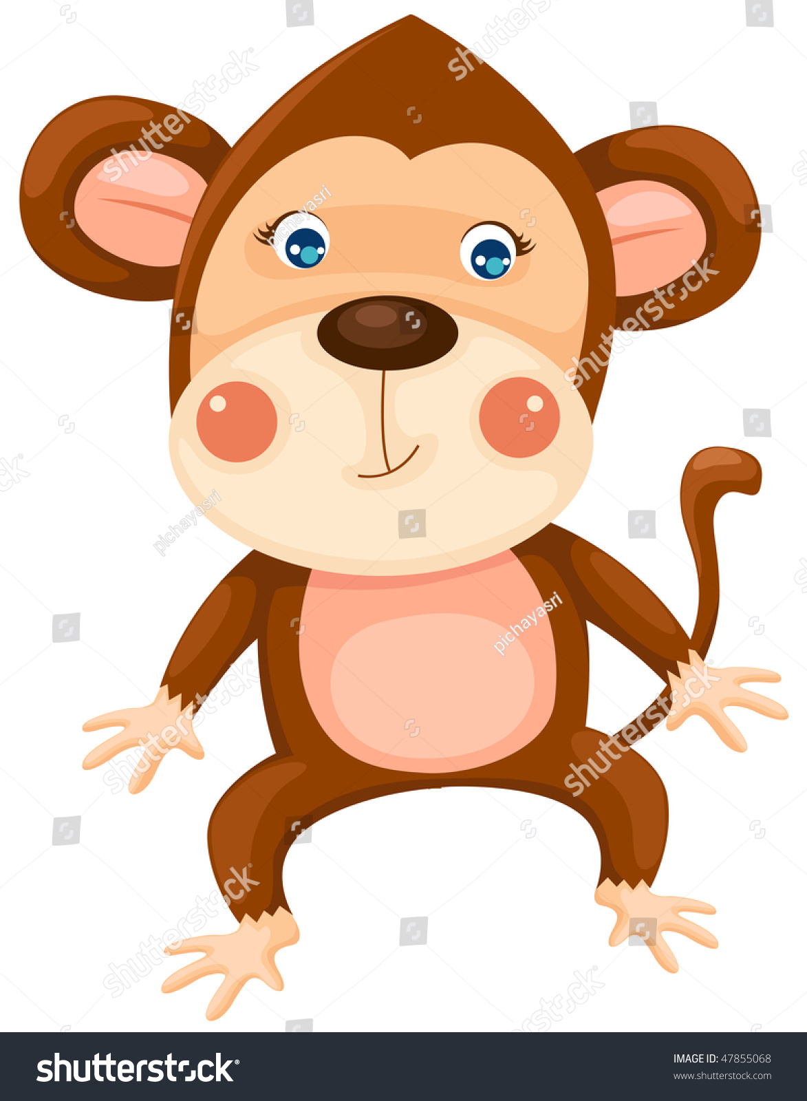 Illustration Of Isolated Cartoon Monkey On White Background - 47855068