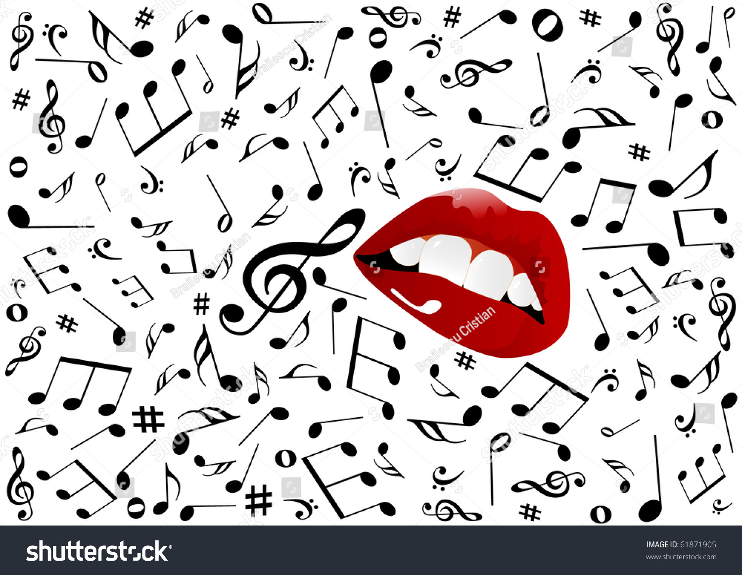 Illustration Of Red Lips Singing - 61871905 : Shutterstock