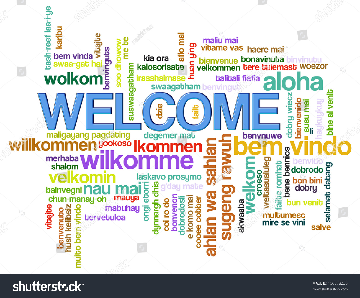 Illustration Wordcloud Welcome World Different Languages Stock 