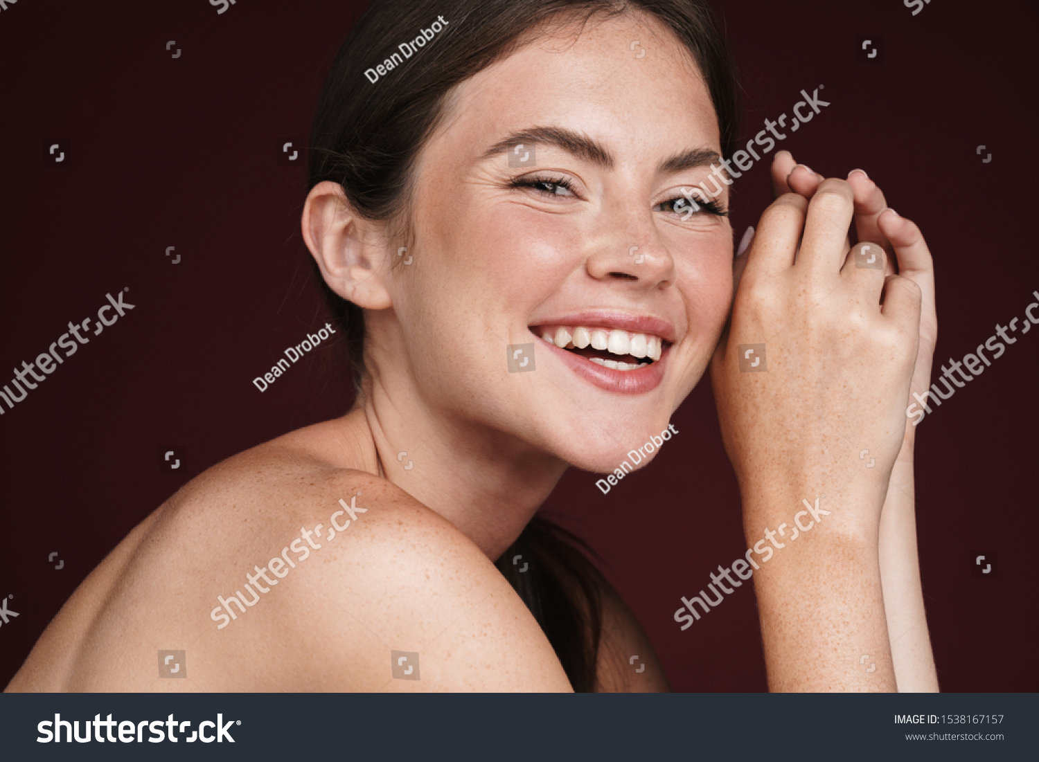 Image Beautiful Halfnaked Woman Smiling Looking Stock Photo Edit Now